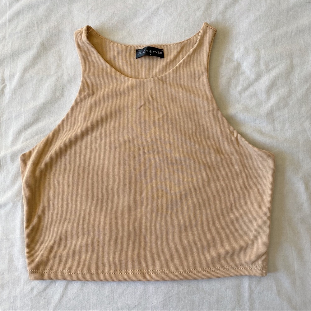 Coco & Yves nude pink high neck cropped tank top